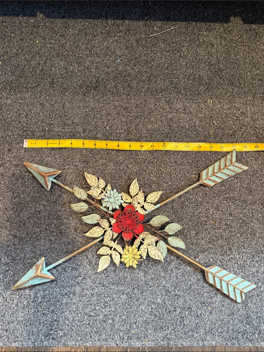 Decorative Metal Arrow Floral Wall Art - Red, Yellow, Turquoise